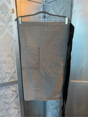 Chefworks grey and white striped apron 
30 by 28 inches